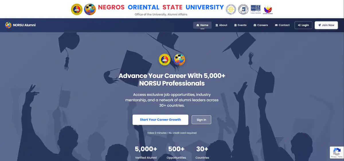 NORSU Alumni Web Portal interface